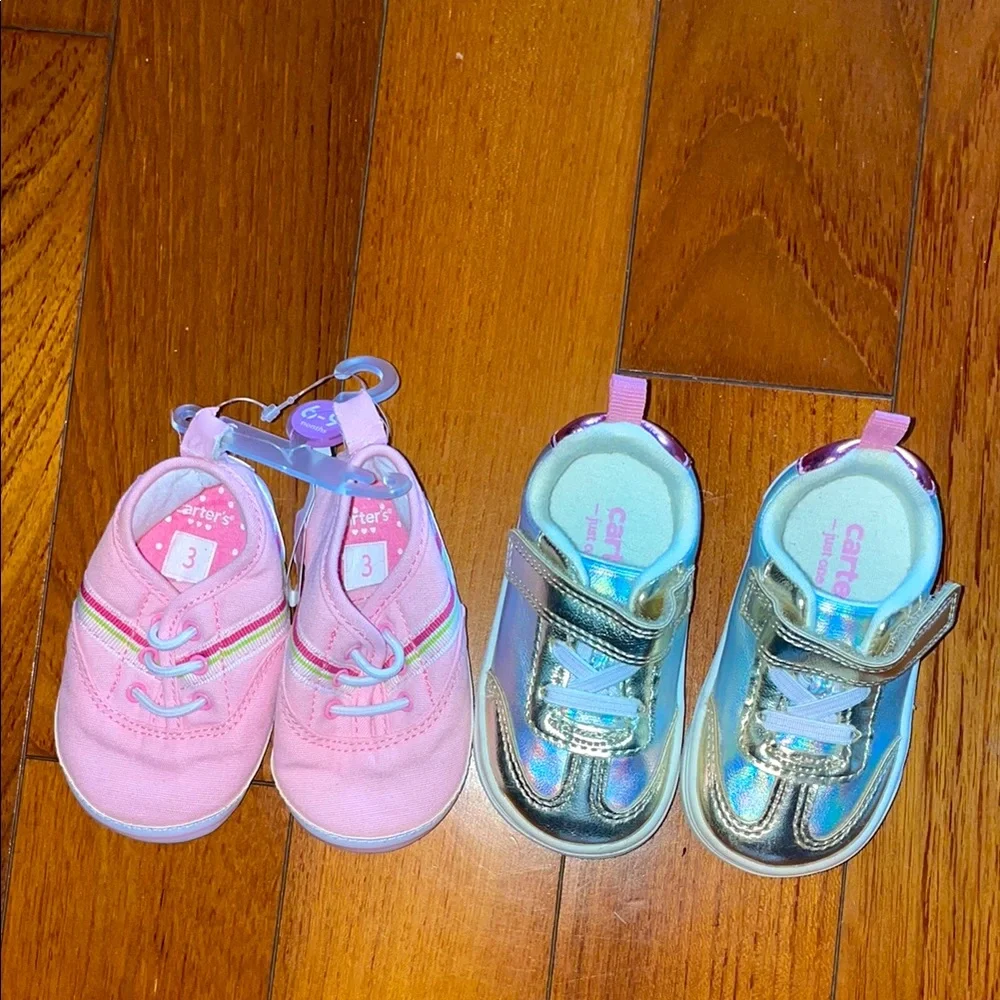 Carter's Gold Silver toddler Shoes Size 4 NWT Pink shoes Size 3 6 9 mo